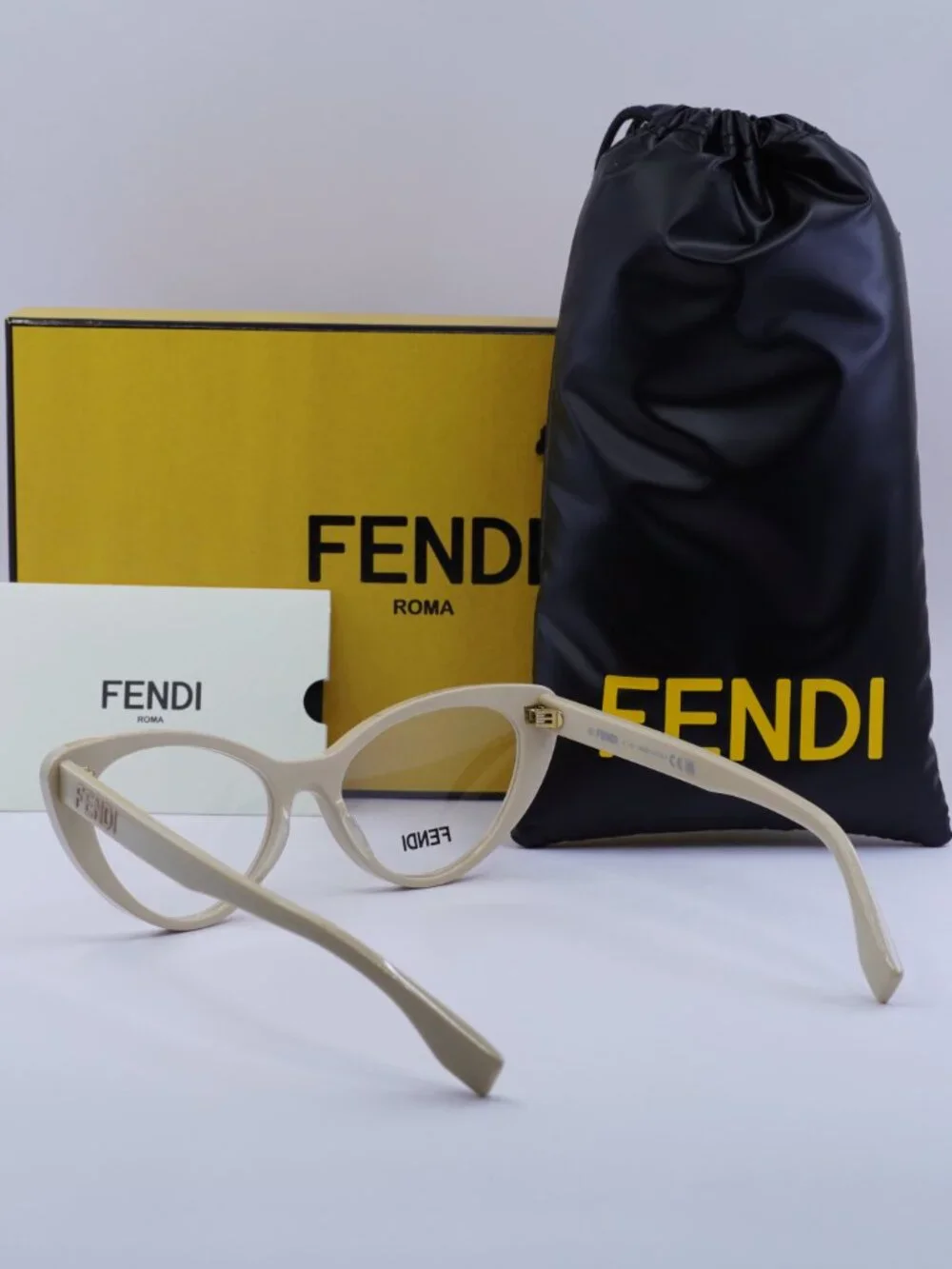Fendi FE50075I 057 Cat Eye Eyeglasses 53mm - Shiny Beige
